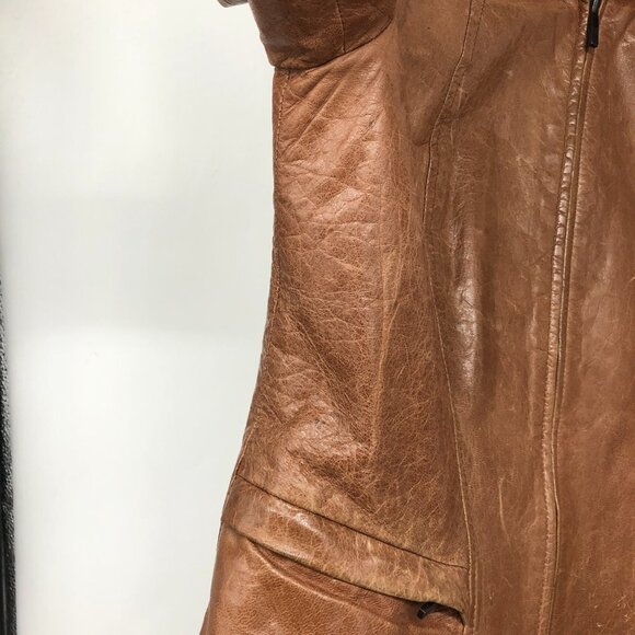 JOOP! Vintage European  warm Tan Brown Full Zip Leather Jacket - Picture 12 of 16